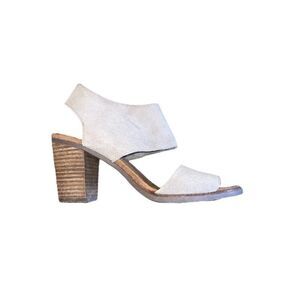 Toms Block Heel Suede Cutout Mule 8.5 Chunky Minimalist Cream Tan Taupe …